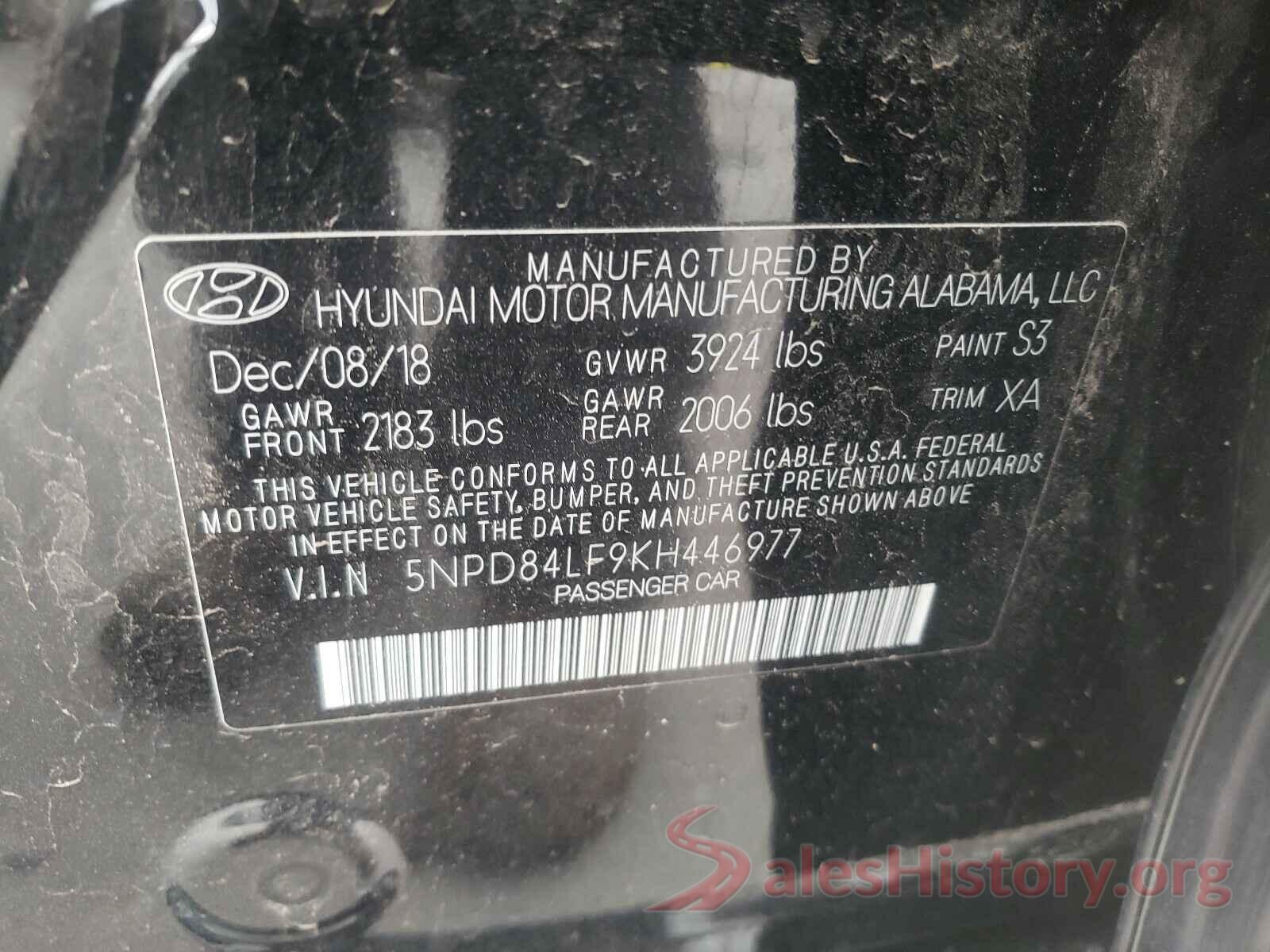 5NPD84LF9KH446977 2019 HYUNDAI ELANTRA