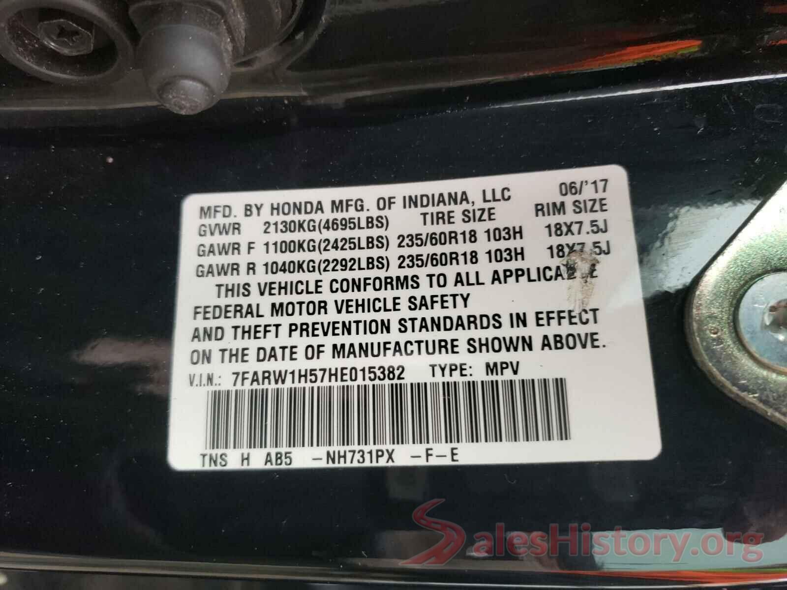 7FARW1H57HE015382 2017 HONDA CRV