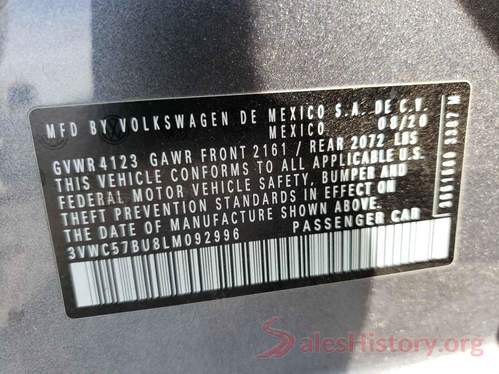 3VWC57BU8LM092996 2020 VOLKSWAGEN JETTA