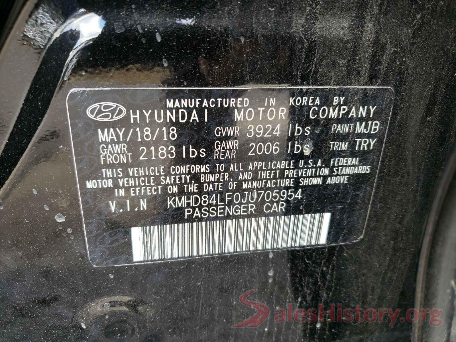 KMHD84LF0JU705954 2018 HYUNDAI ELANTRA