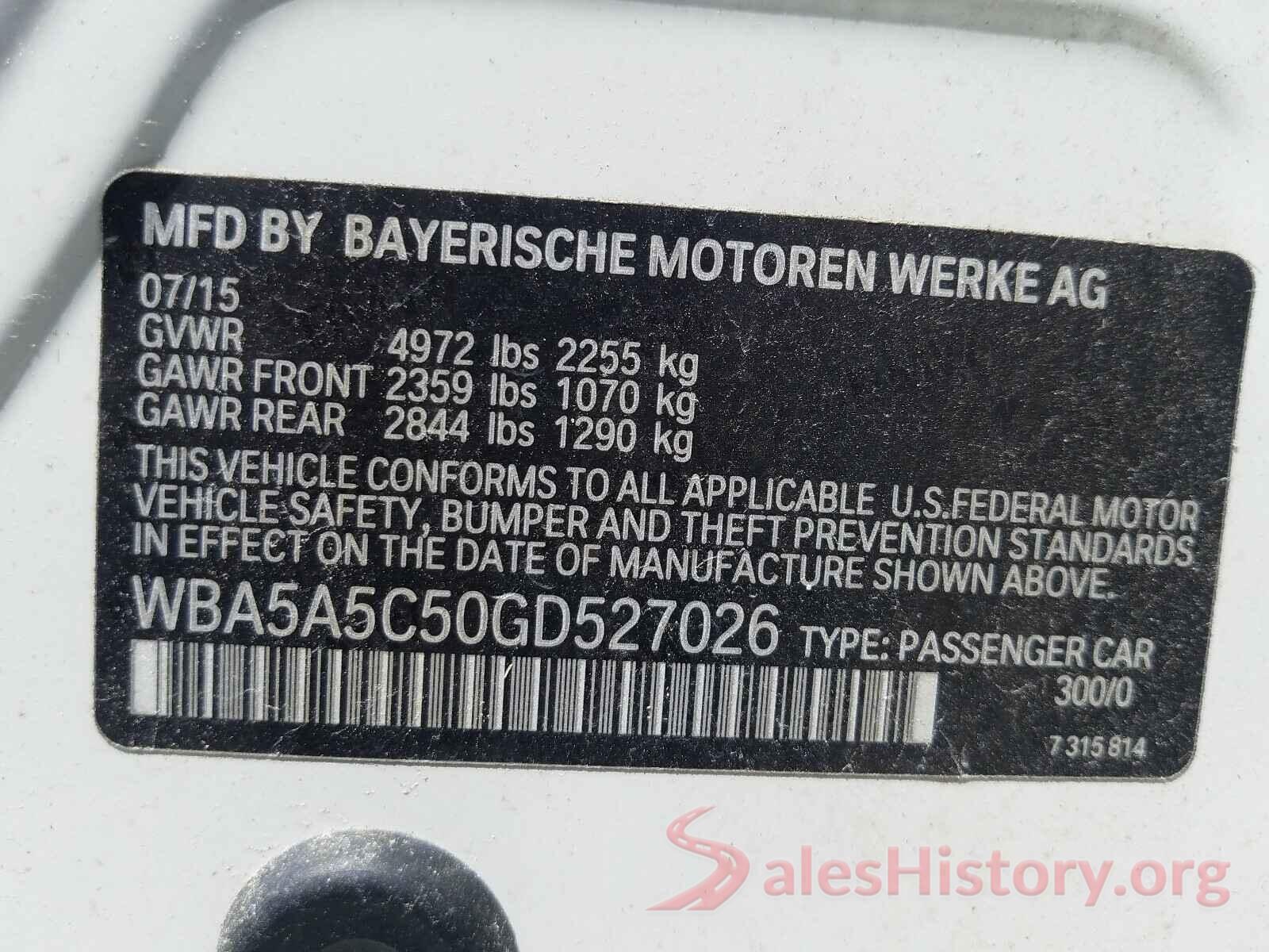 WBA5A5C50GD527026 2016 BMW 5 SERIES