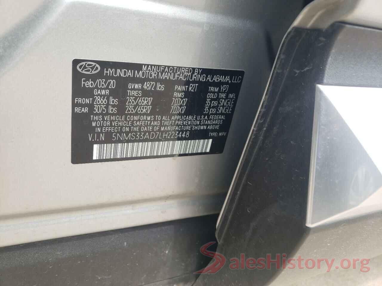 5NMS33AD7LH223448 2020 HYUNDAI SANTA FE