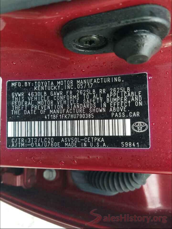 4T1BF1FK7HU790385 2017 TOYOTA CAMRY