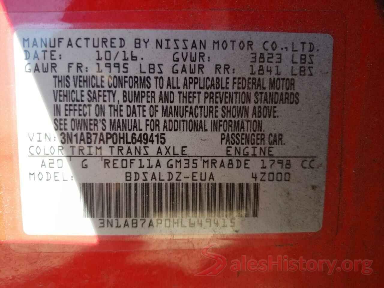 3N1AB7AP0HL649415 2017 NISSAN SENTRA