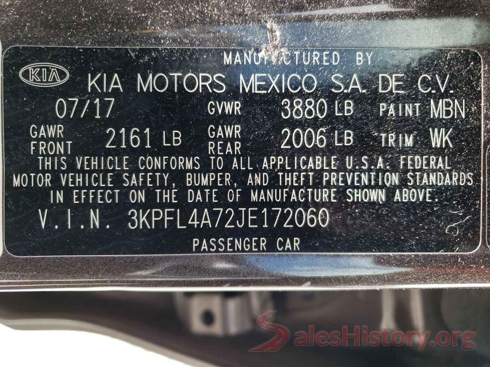 3KPFL4A72JE172060 2018 KIA FORTE