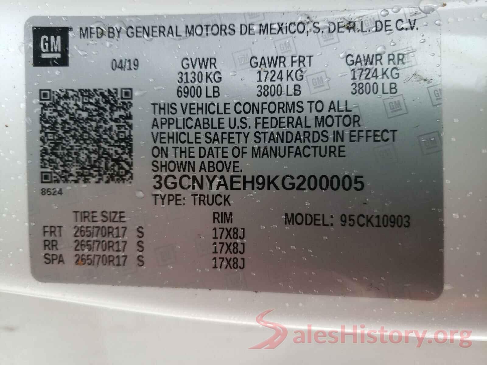 3GCNYAEH9KG200005 2019 CHEVROLET SILVERADO