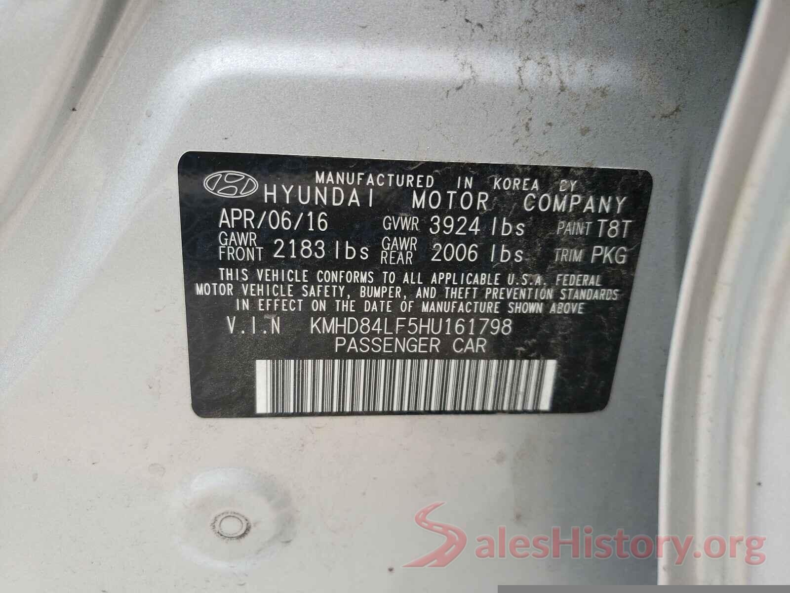 KMHD84LF5HU161798 2017 HYUNDAI ELANTRA