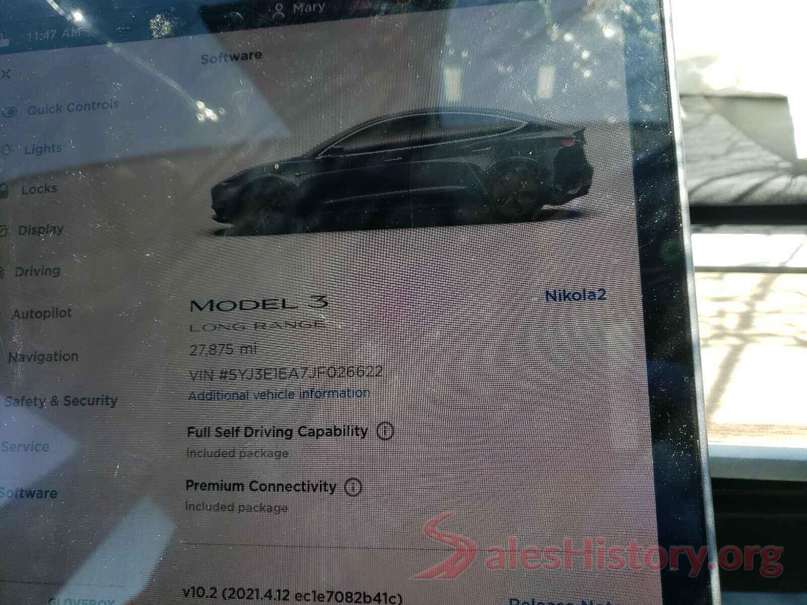 5YJ3E1EA7JF026622 2018 TESLA MODEL 3