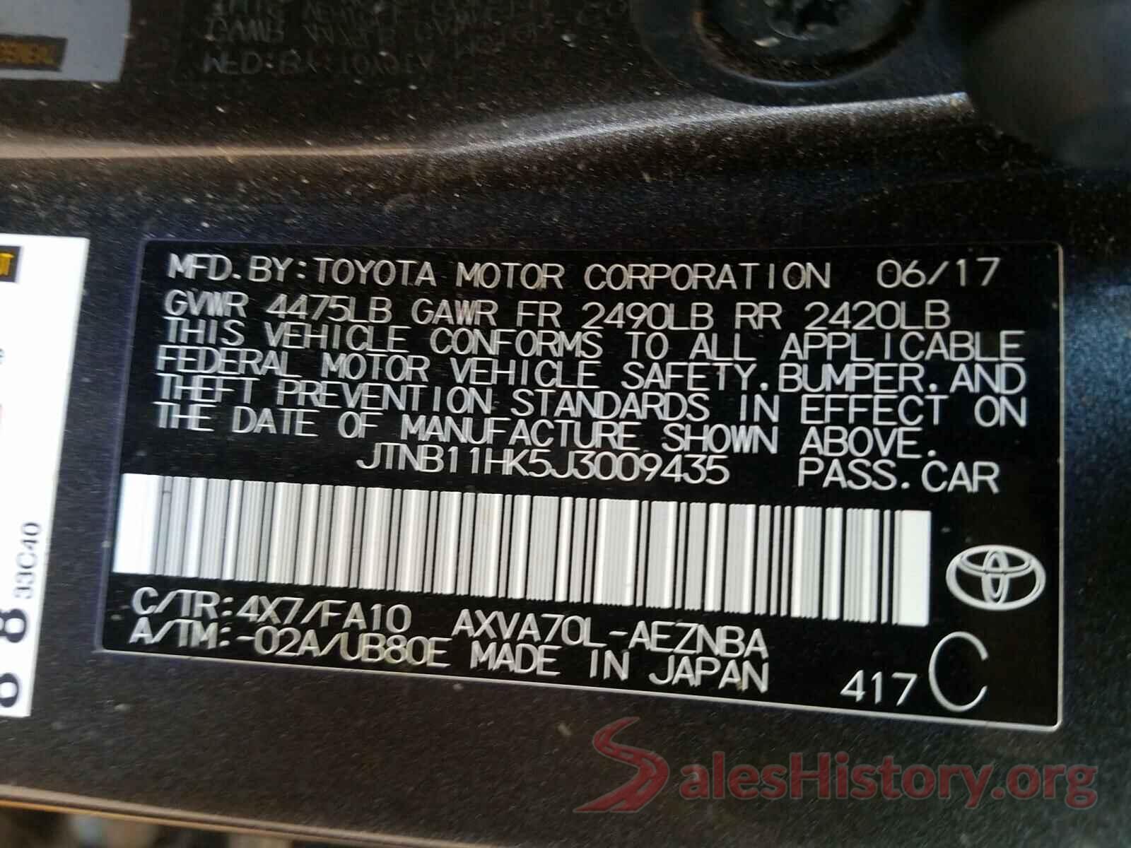 JTNB11HK5J3009435 2018 TOYOTA CAMRY