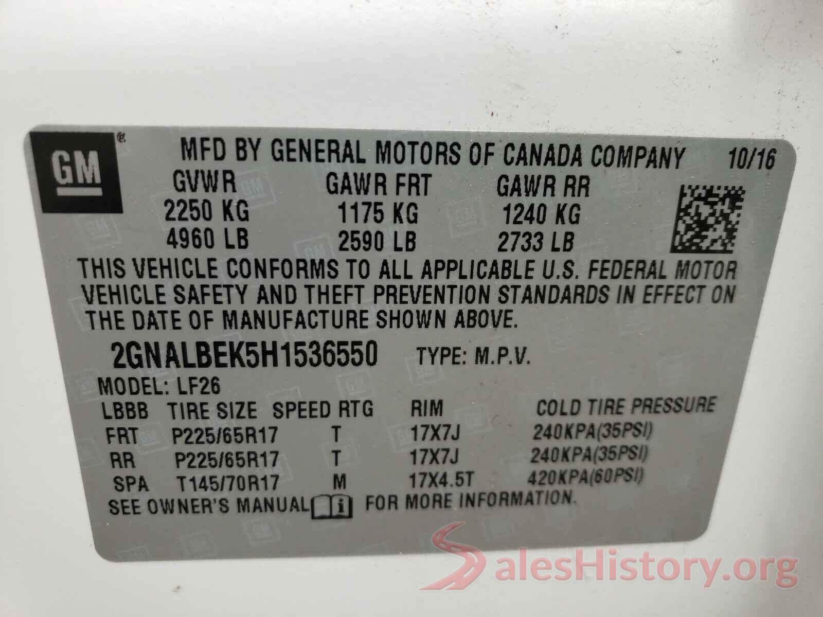 2GNALBEK5H1536550 2017 CHEVROLET EQUINOX