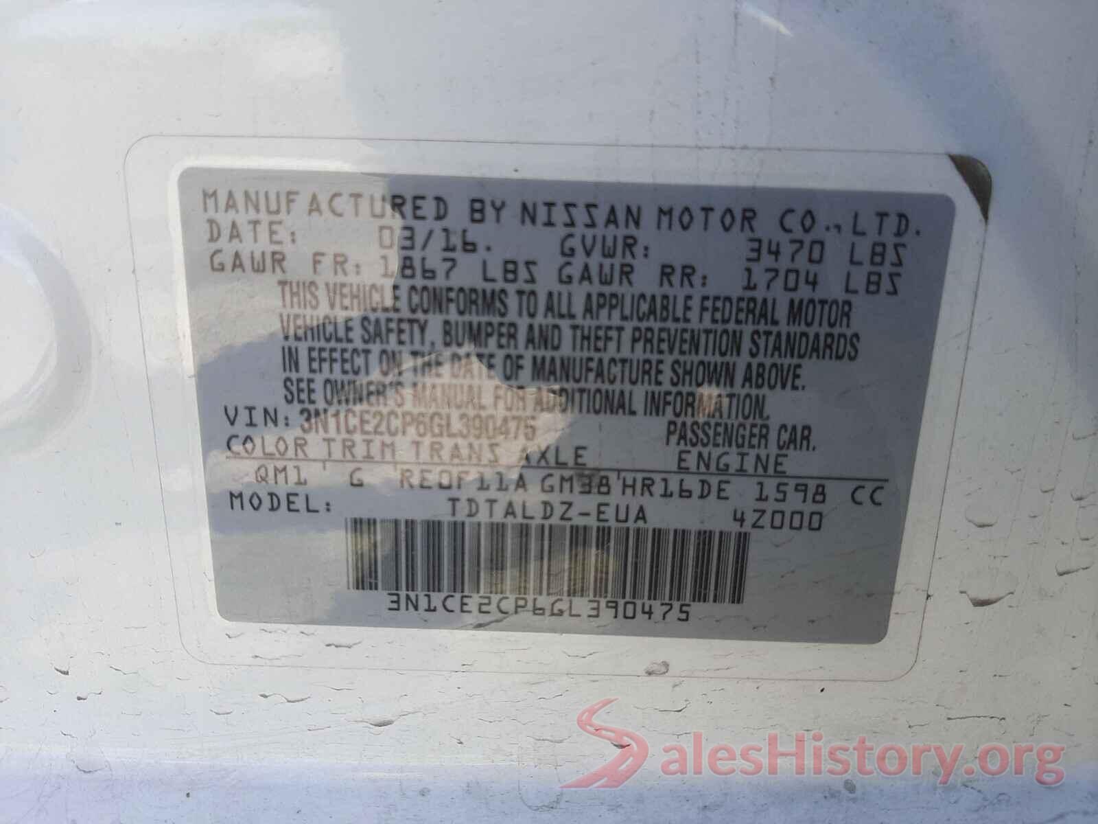 3N1CE2CP6GL390475 2016 NISSAN VERSA