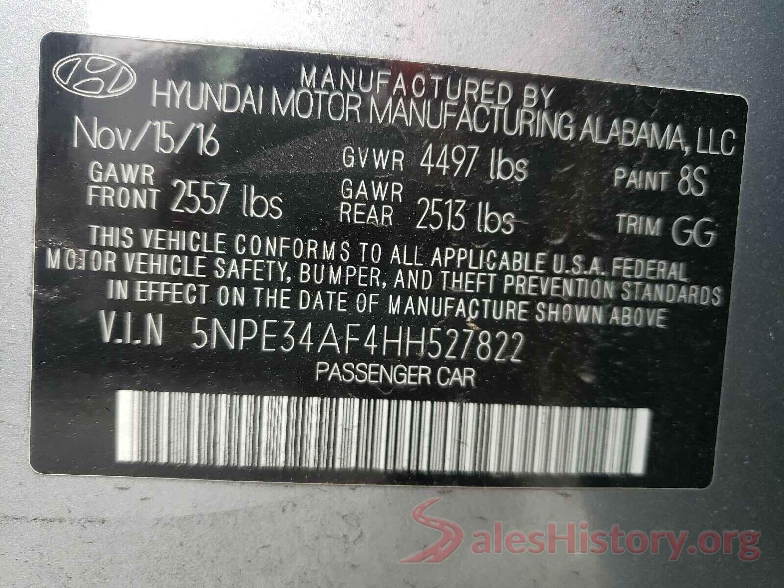 5NPE34AF4HH527822 2017 HYUNDAI SONATA