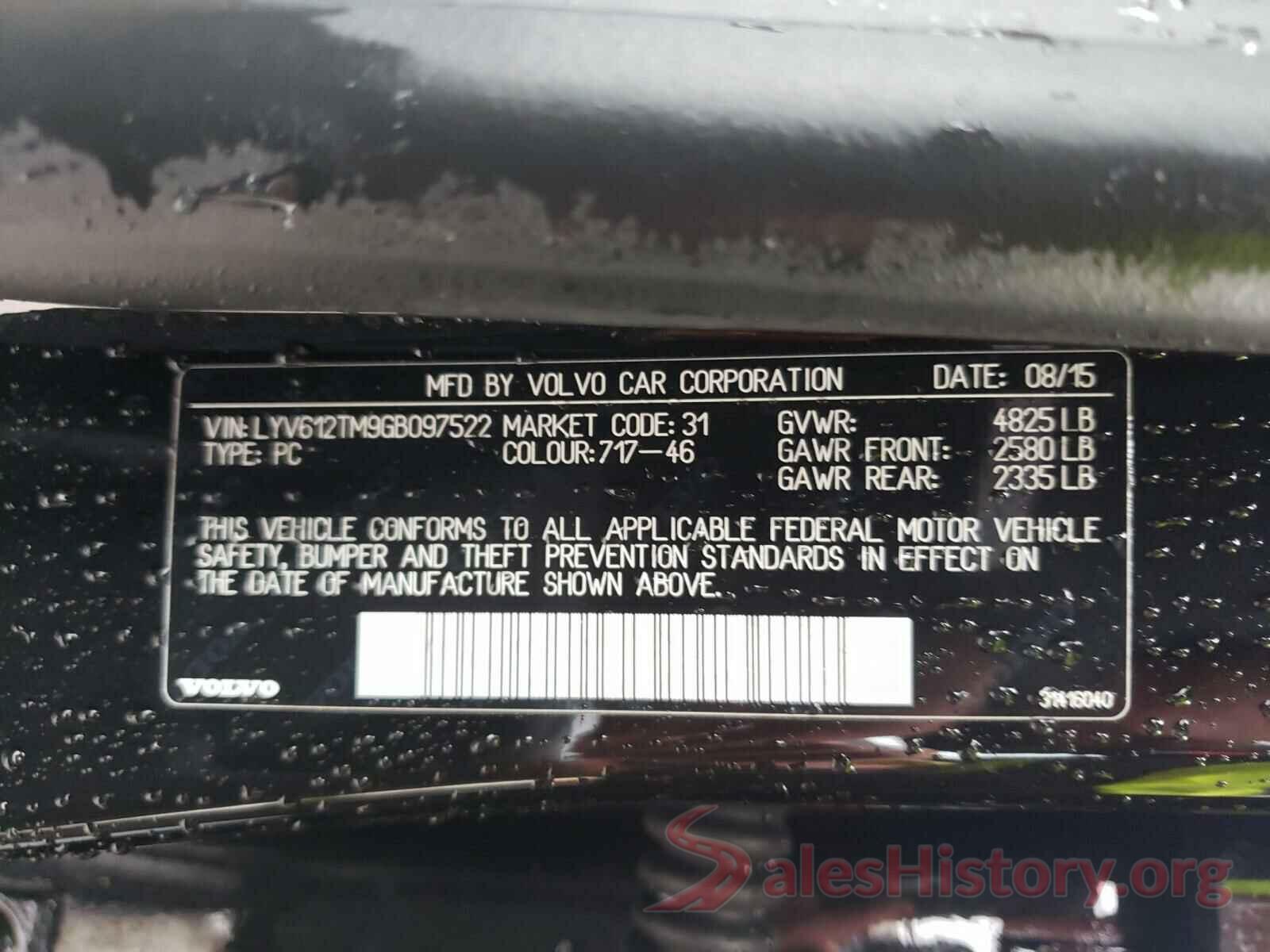 LYV612TM9GB097522 2016 VOLVO S60