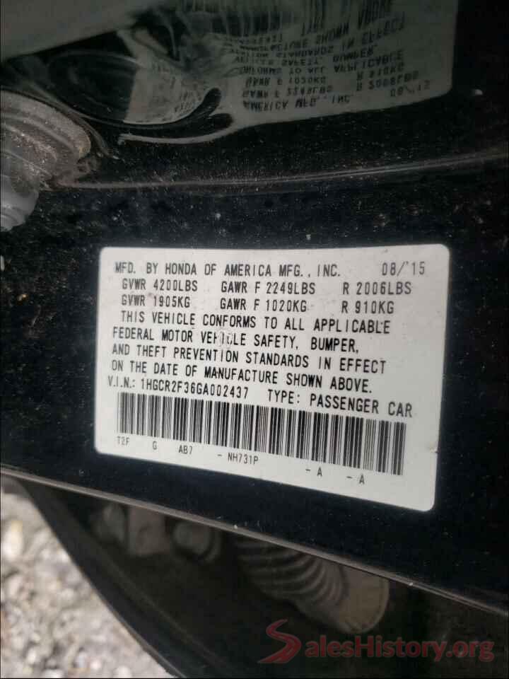 1HGCR2F36GA002437 2016 HONDA ACCORD