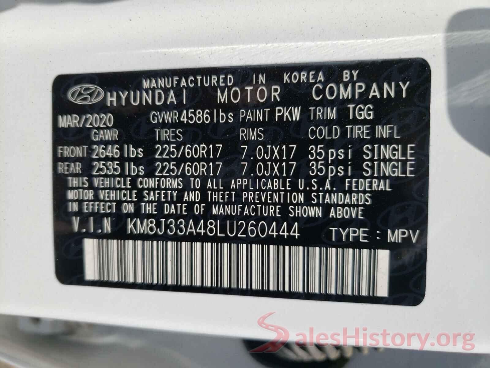 KM8J33A48LU260444 2020 HYUNDAI TUCSON