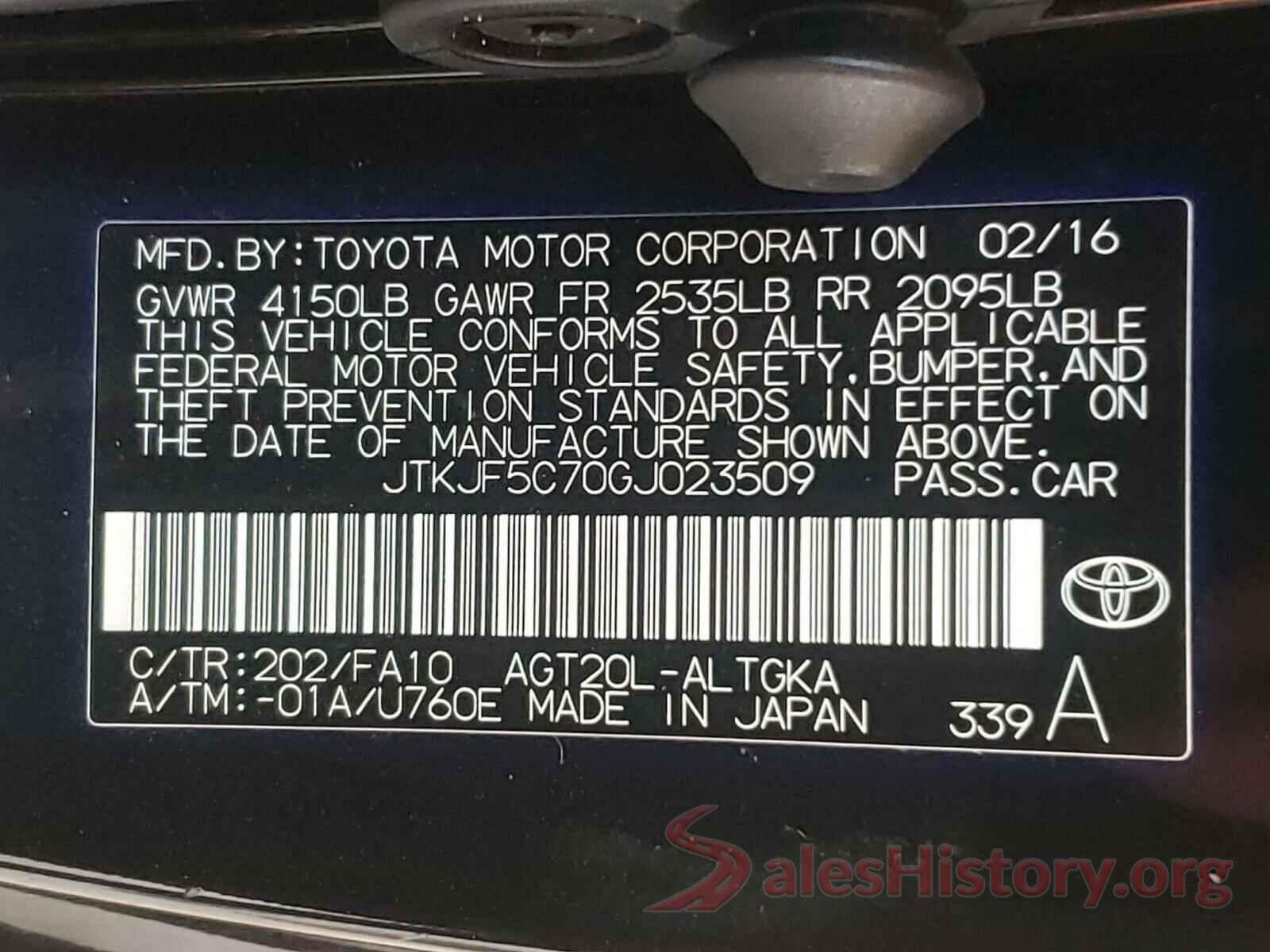 JTKJF5C70GJ023509 2016 TOYOTA SCION