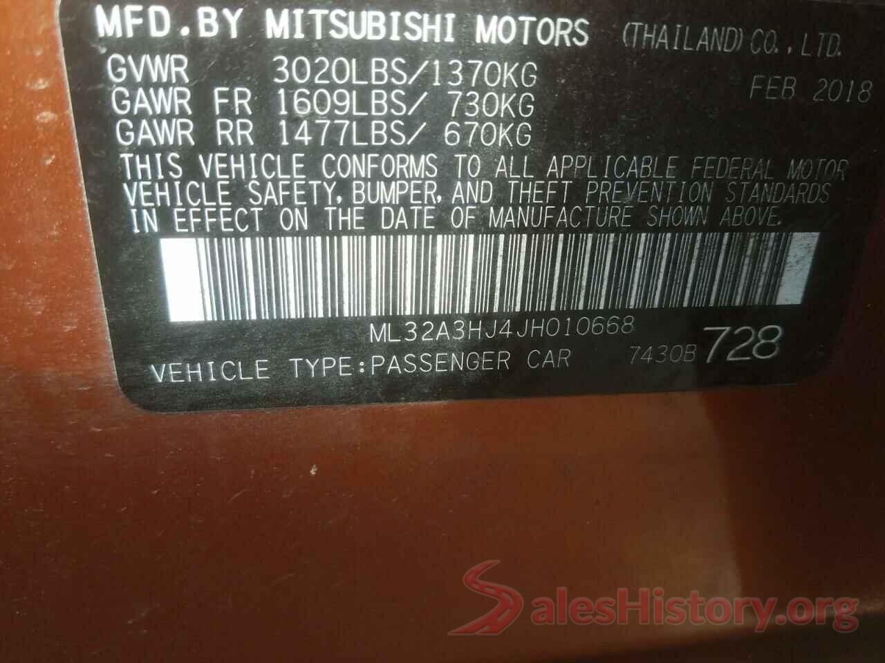 ML32A3HJ4JH010668 2018 MITSUBISHI MIRAGE