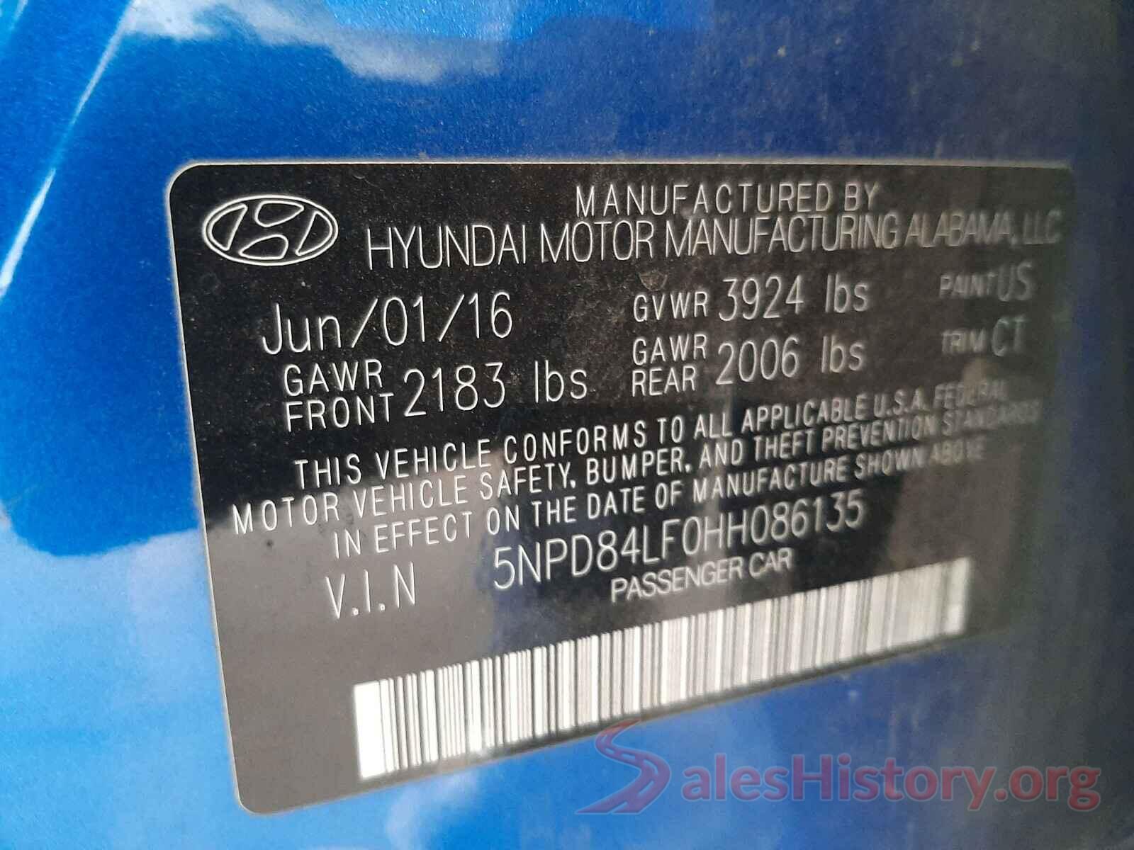 5NPD84LF0HH086135 2017 HYUNDAI ELANTRA