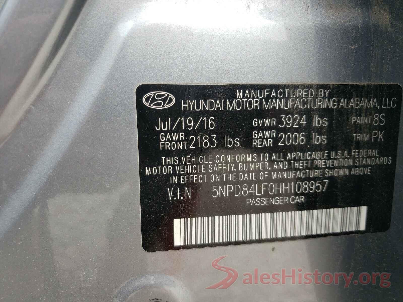 5NPD84LF0HH108957 2017 HYUNDAI ELANTRA