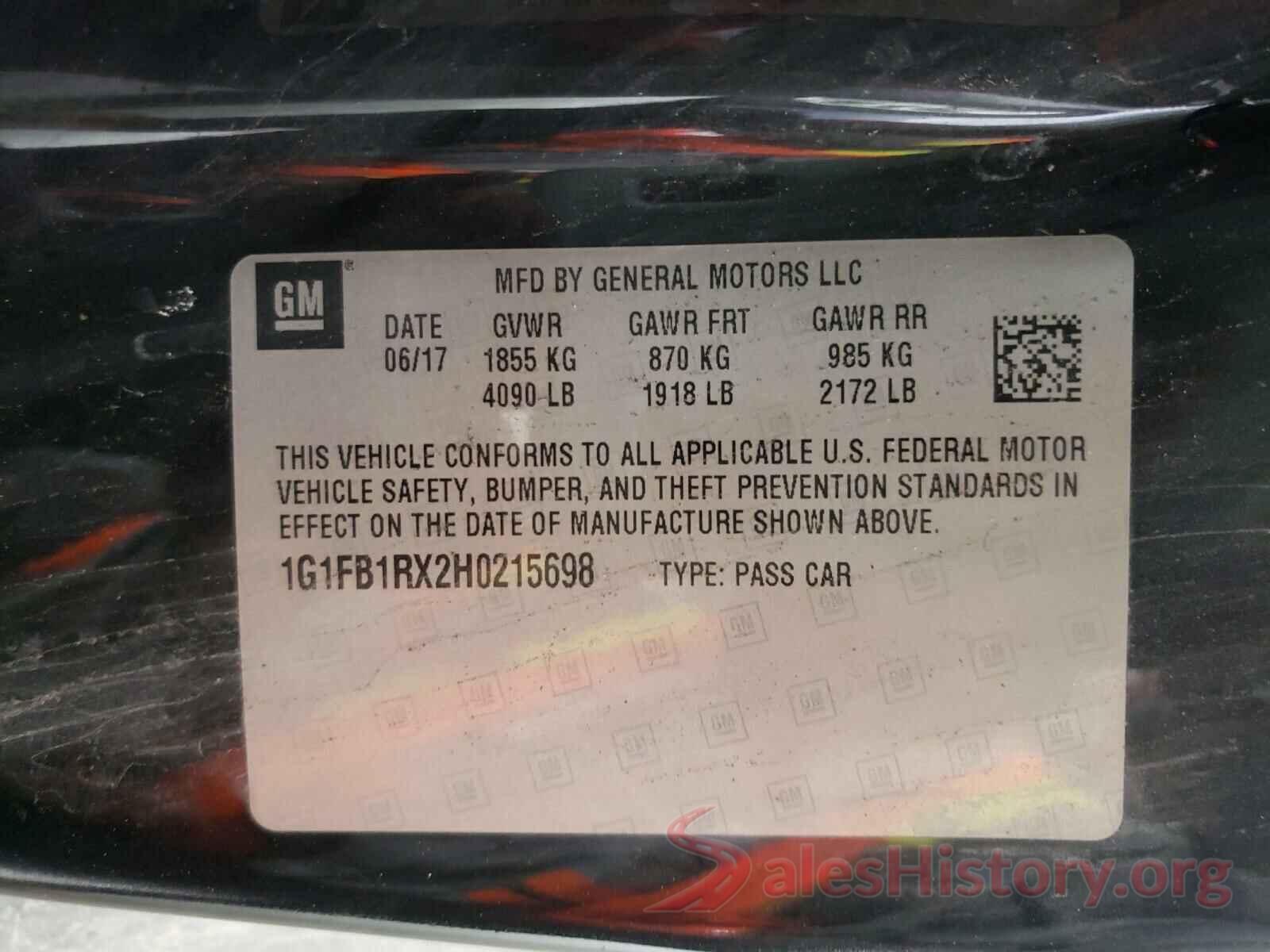 1G1FB1RX2H0215698 2017 CHEVROLET CAMARO