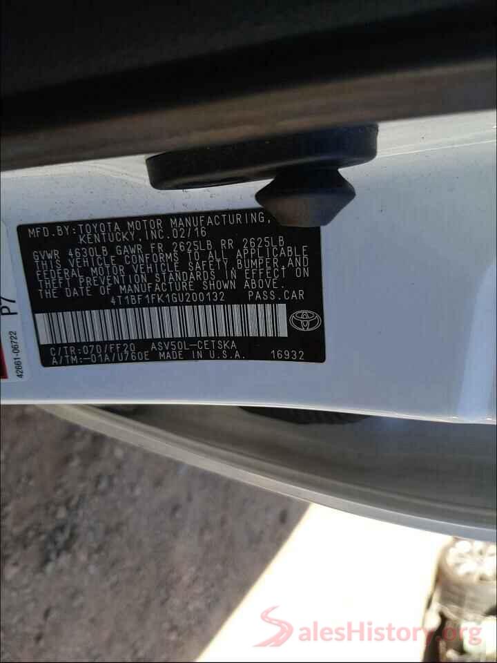 4T1BF1FK1GU200132 2016 TOYOTA CAMRY