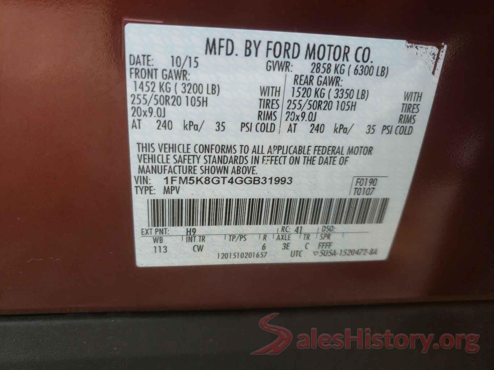 1FM5K8GT4GGB31993 2016 FORD EXPLORER