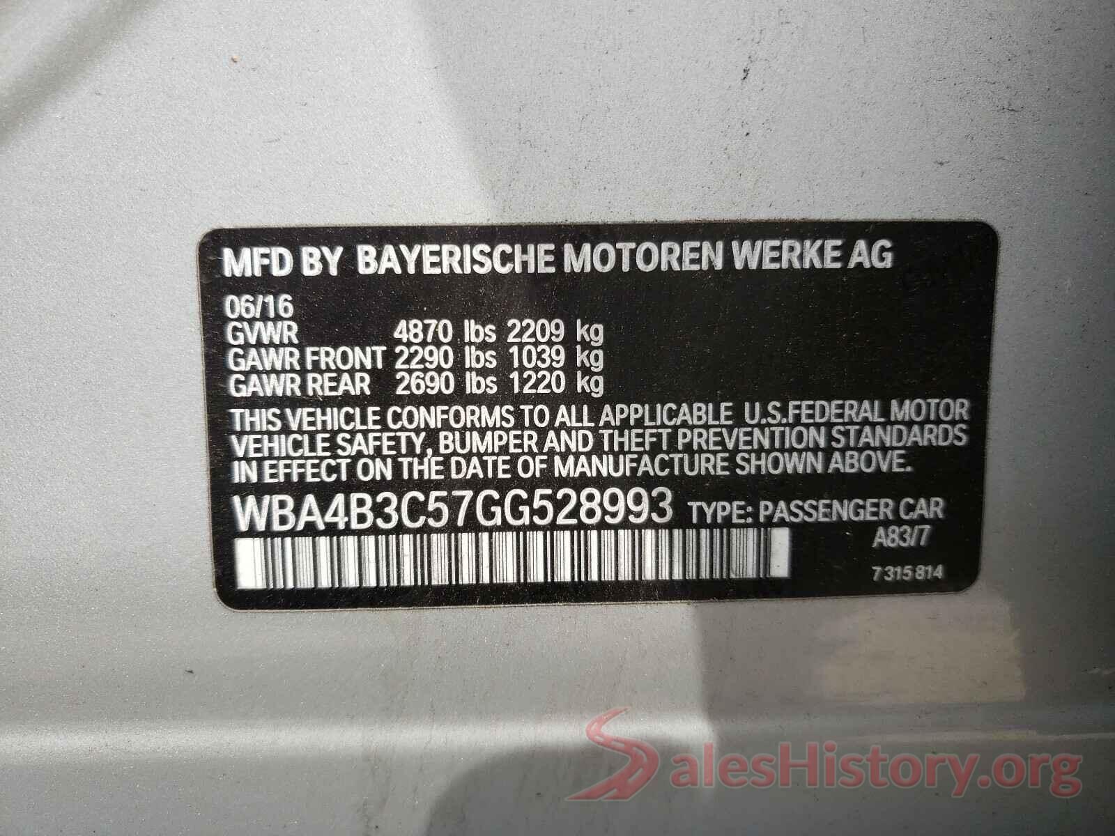 WBA4B3C57GG528993 2016 BMW 4 SERIES