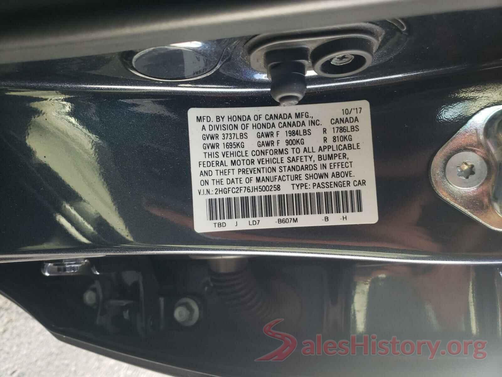 2HGFC2F76JH500258 2018 HONDA CIVIC