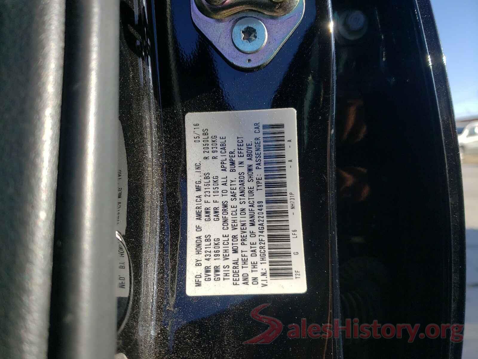 1HGCR2F74GA220489 2016 HONDA ACCORD