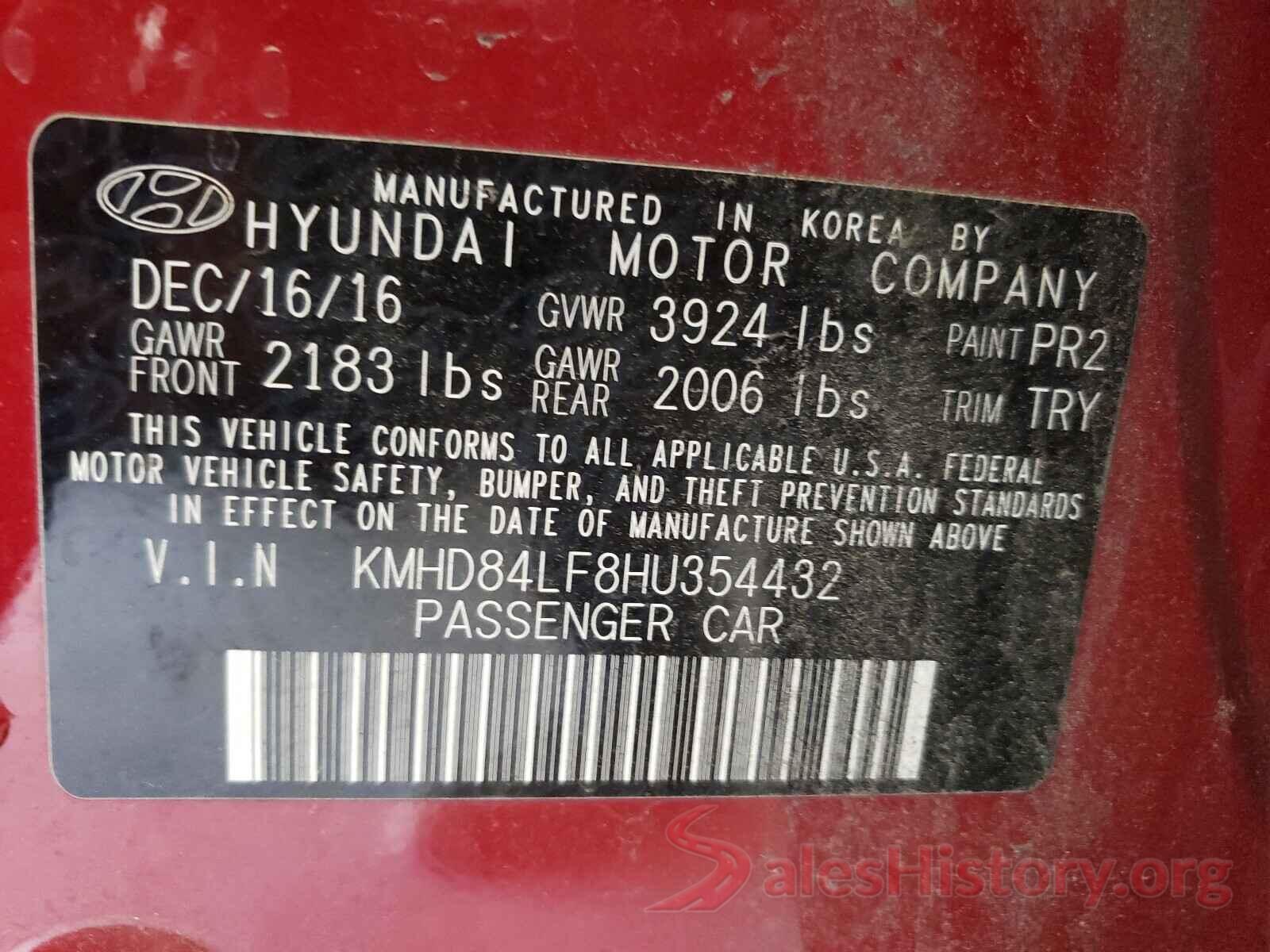 KMHD84LF8HU354432 2017 HYUNDAI ELANTRA