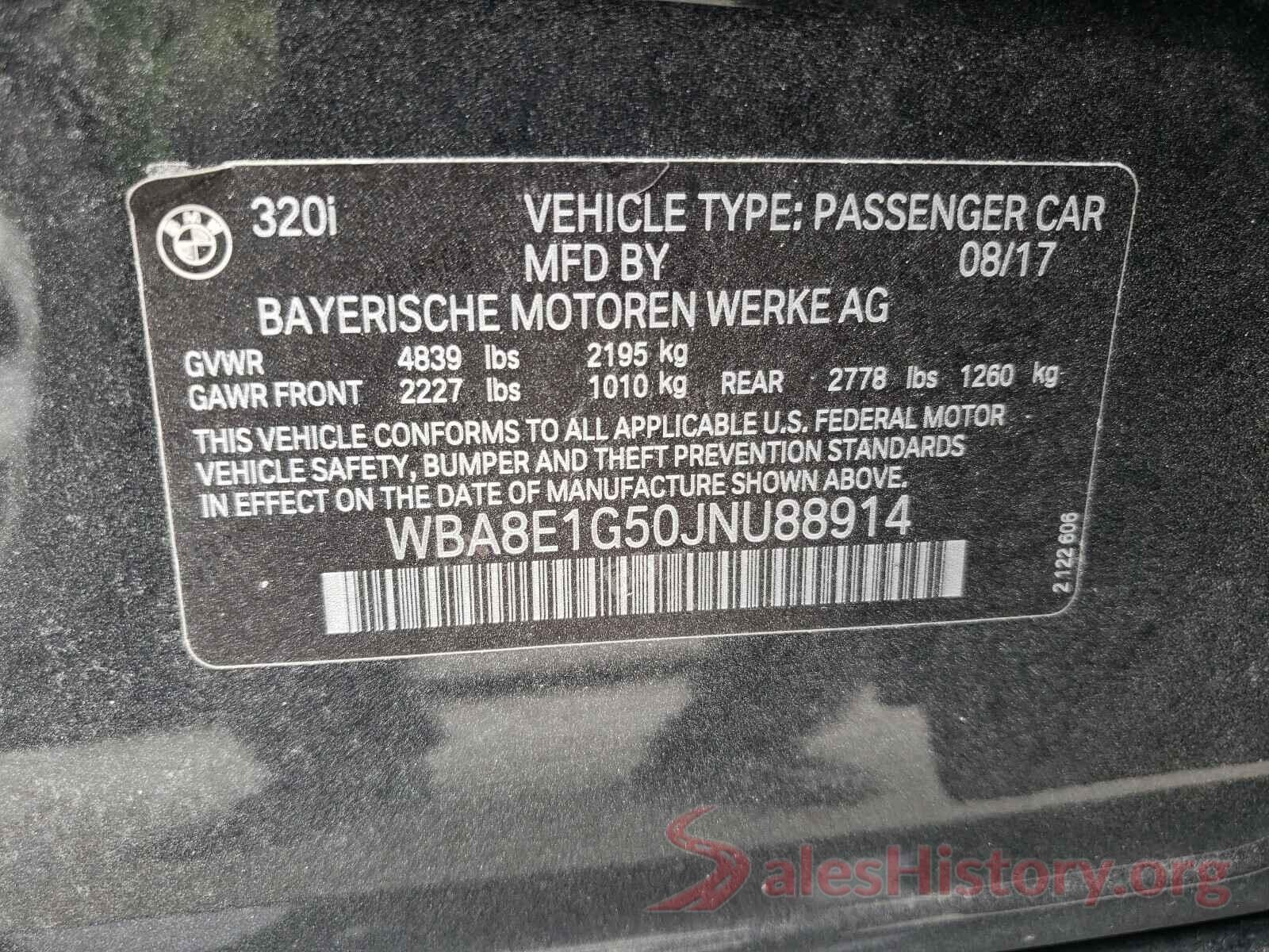 WBA8E1G50JNU88914 2018 BMW 3 SERIES