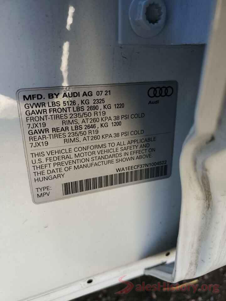 WA1EECF37N1004522 2022 AUDI Q3