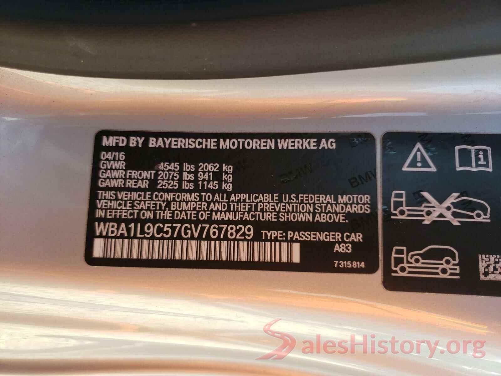 WBA1L9C57GV767829 2016 BMW 2 SERIES