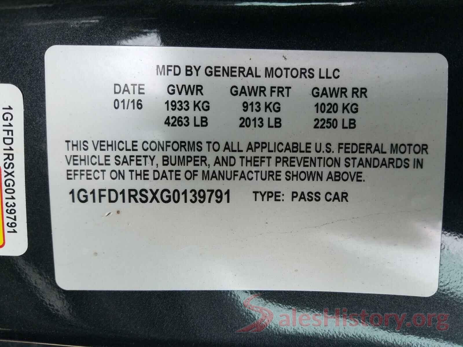 1G1FD1RSXG0139791 2016 CHEVROLET CAMARO