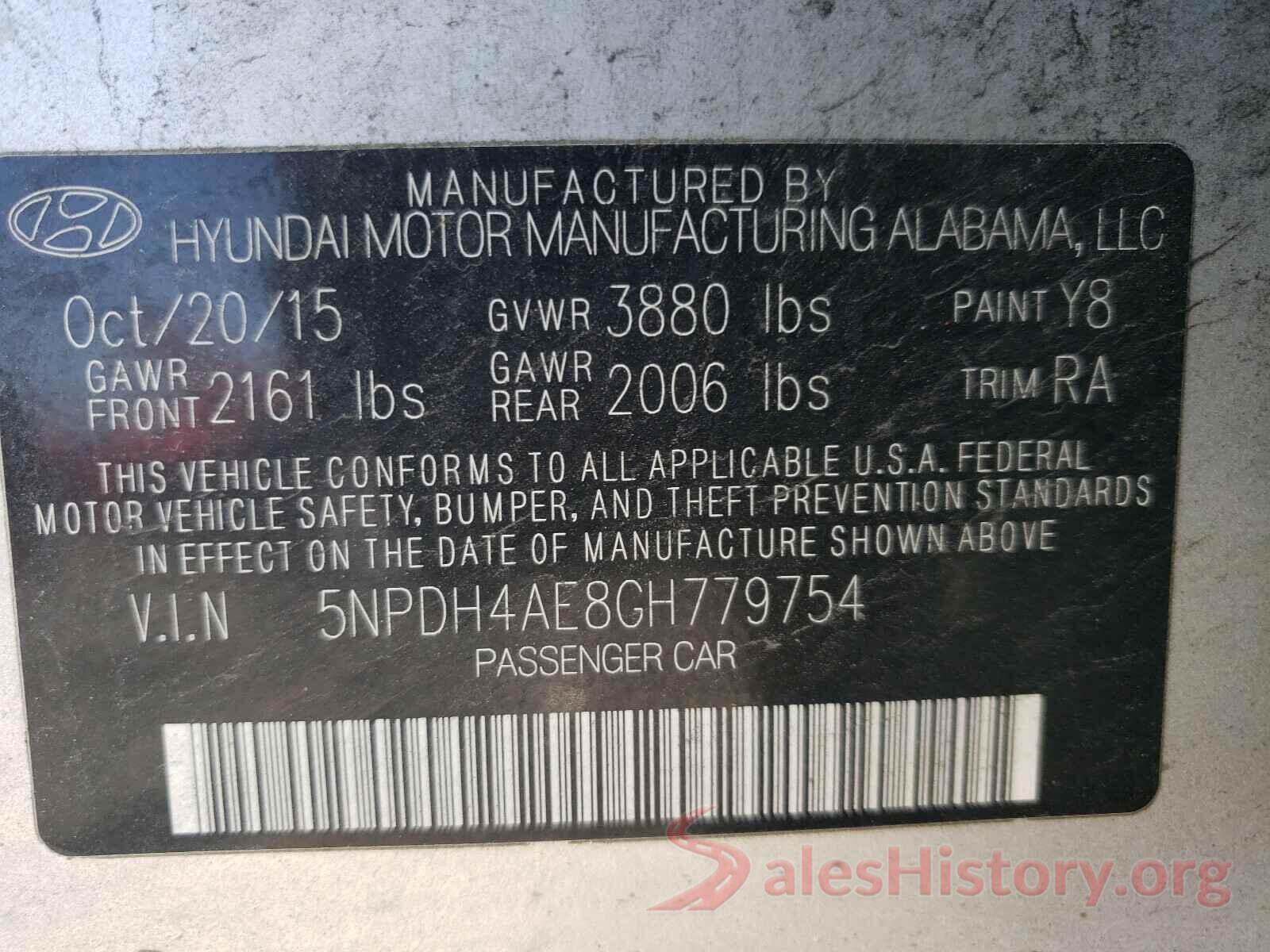 5NPDH4AE8GH779754 2016 HYUNDAI ELANTRA