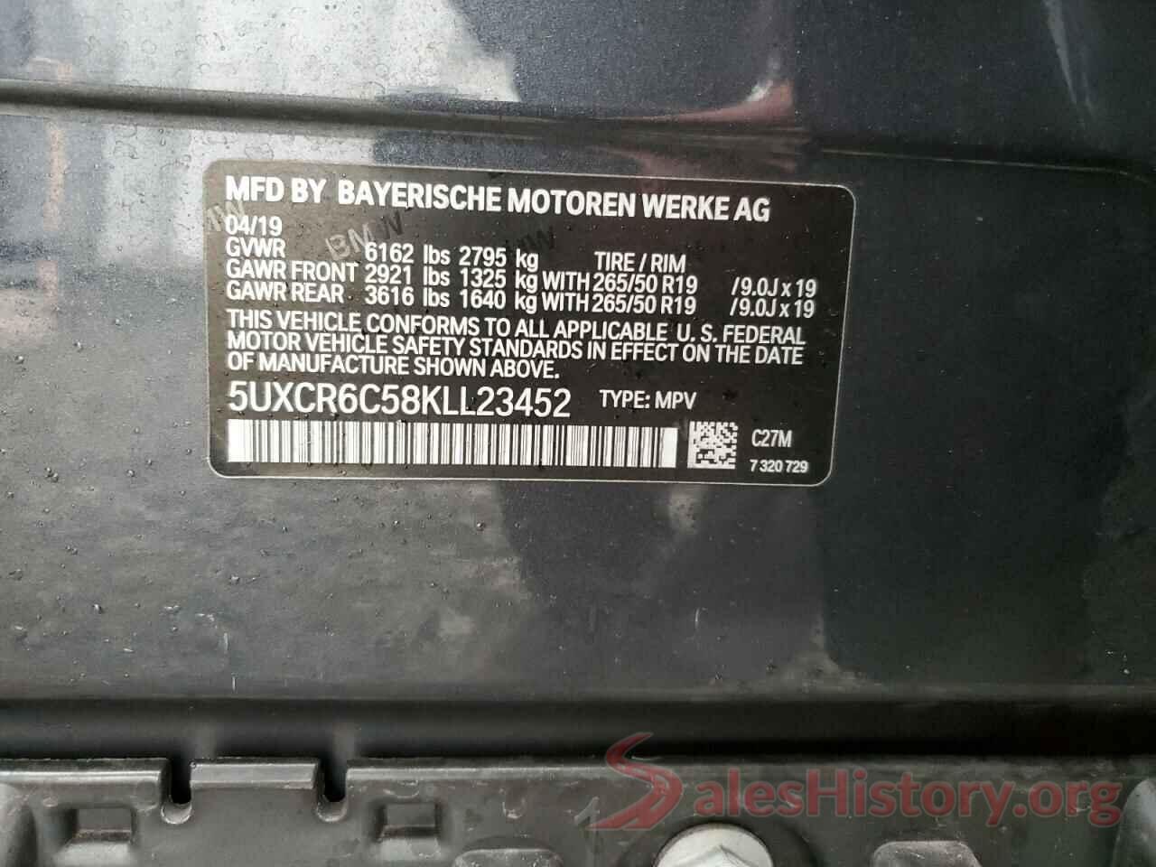 5UXCR6C58KLL23452 2019 BMW X5