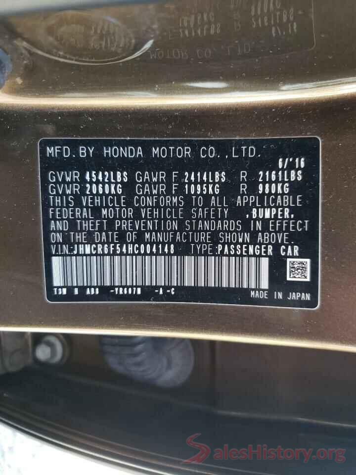 JHMCR6F54HC004148 2017 HONDA ACCORD