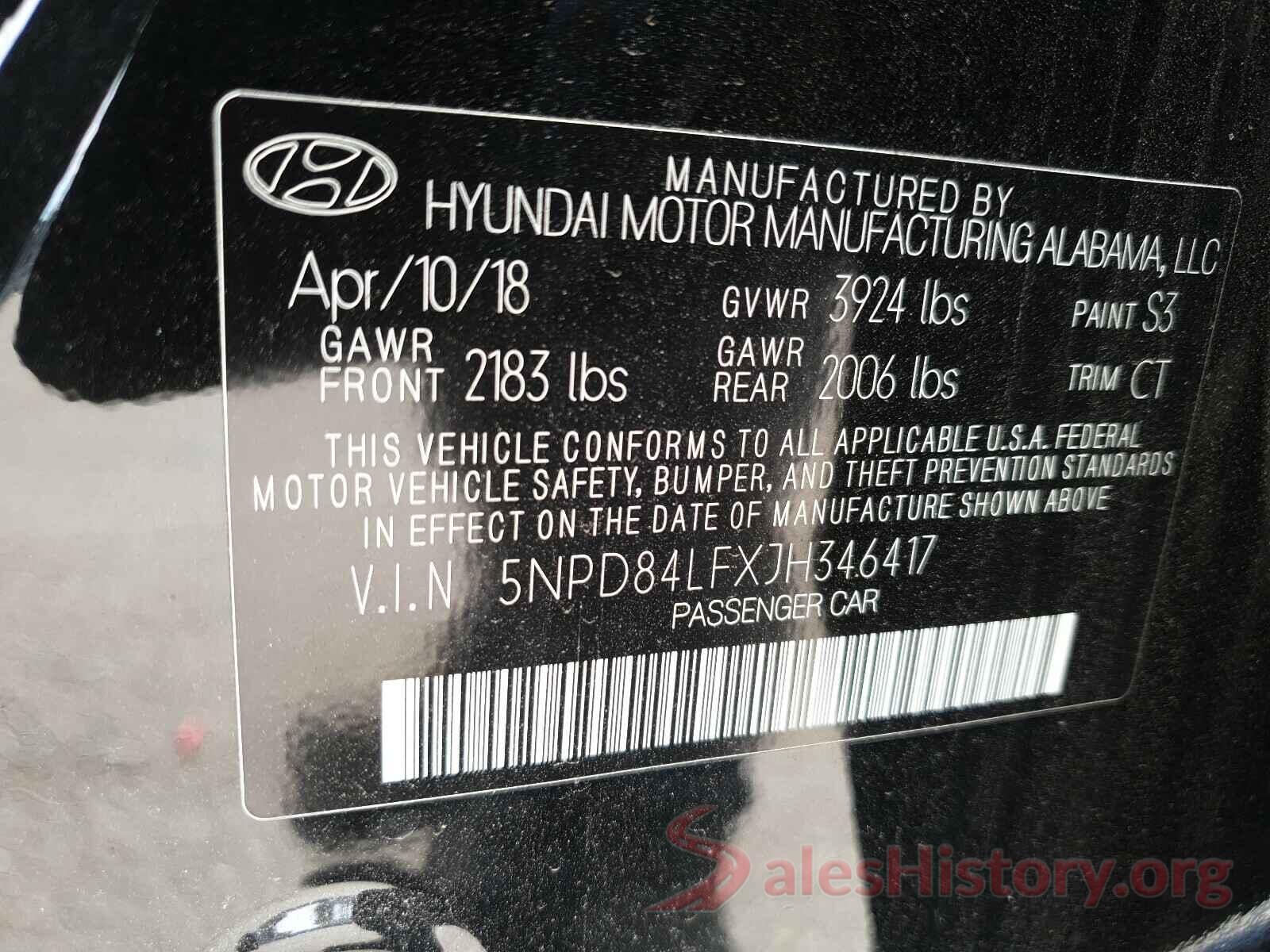 5NPD84LFXJH346417 2018 HYUNDAI ELANTRA