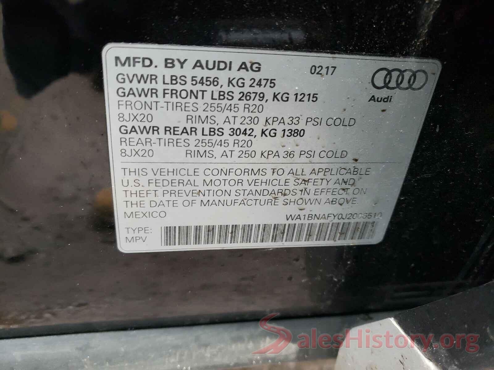 WA1BNAFY0J2006510 2018 AUDI Q5