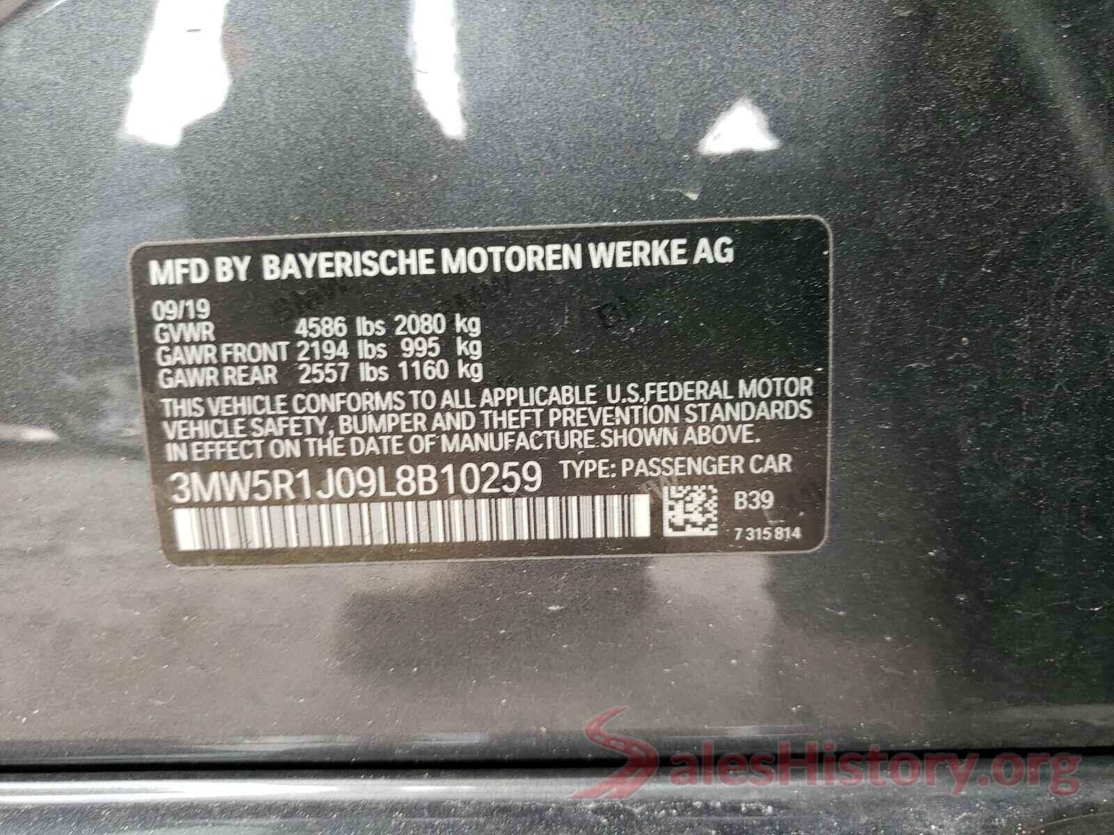 3MW5R1J09L8B10259 2020 BMW 3 SERIES