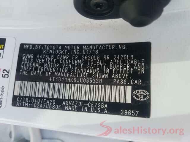 4T1B11HK9JU065338 2018 TOYOTA CAMRY