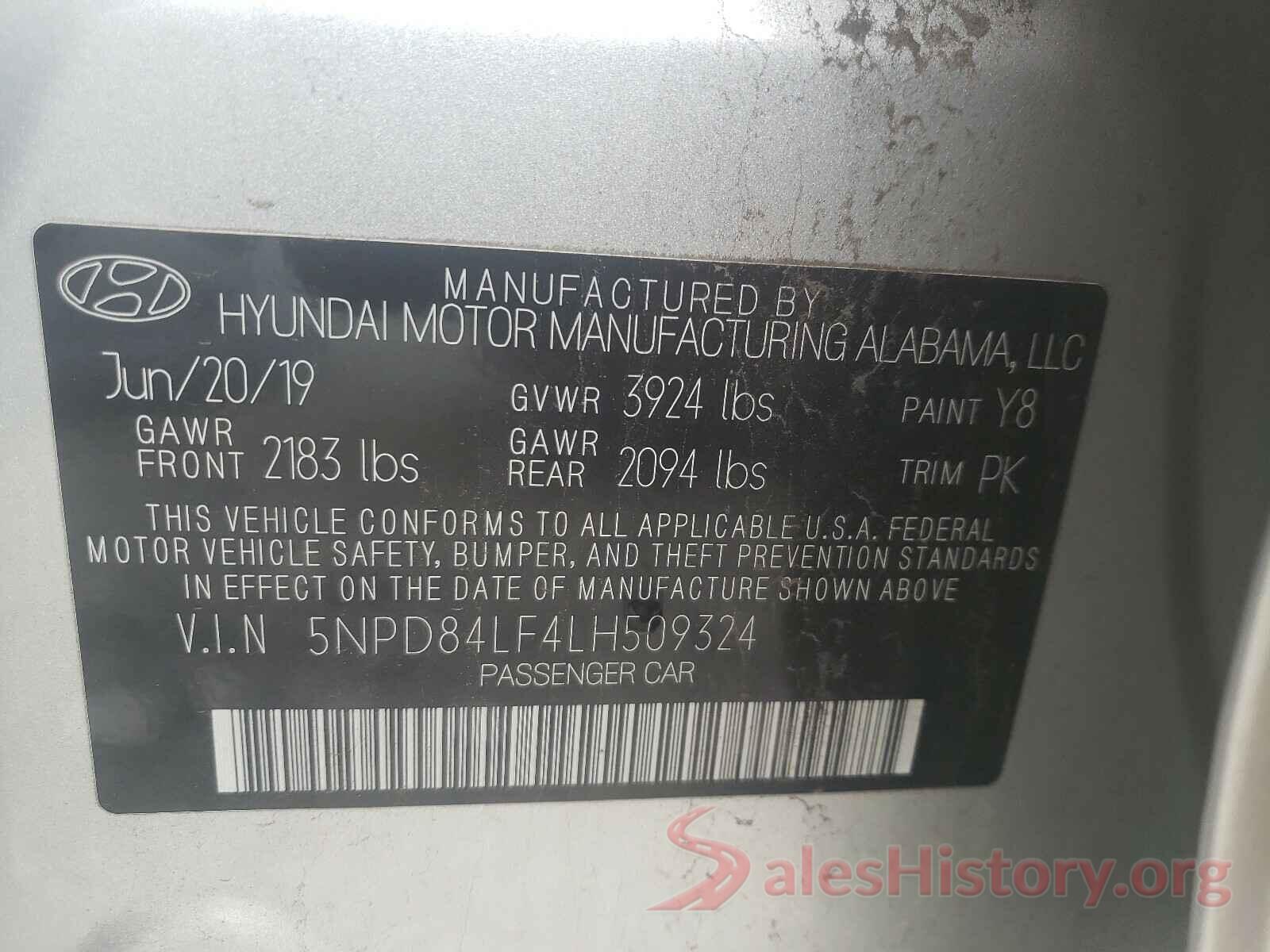 5NPD84LF4LH509324 2020 HYUNDAI ELANTRA