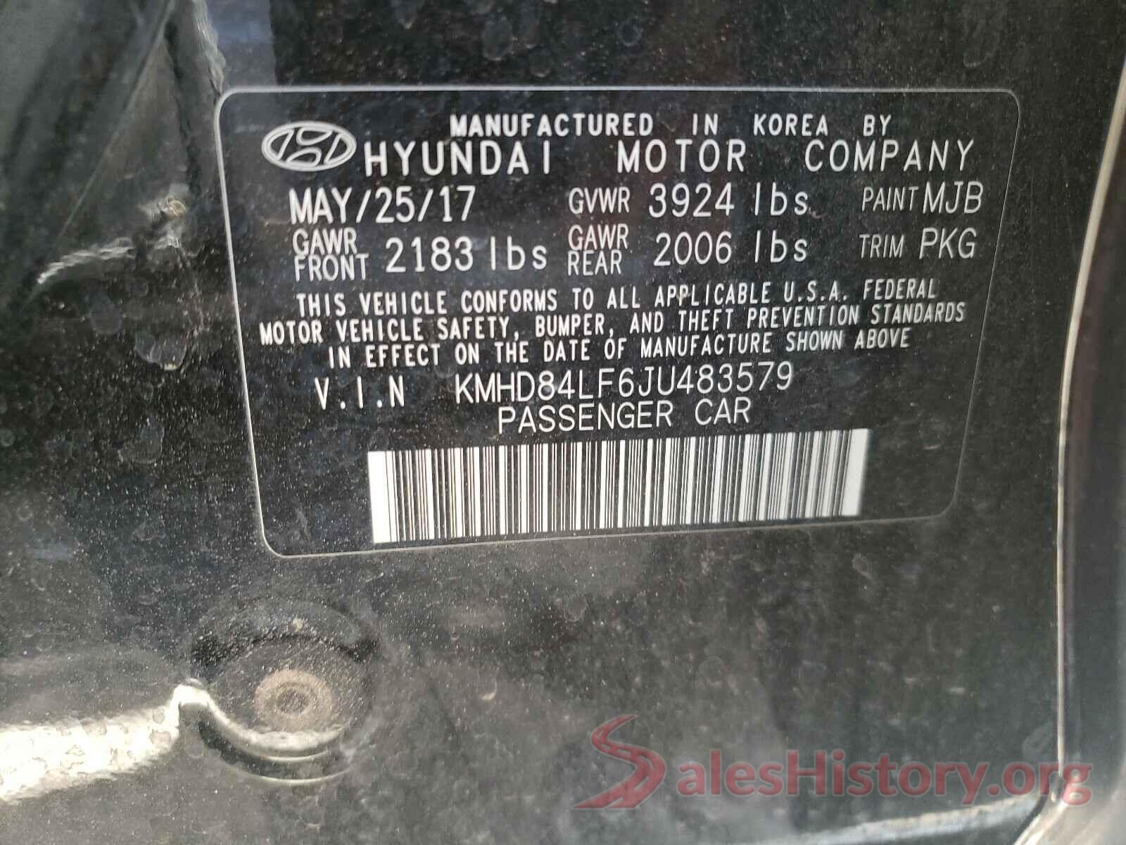 KMHD84LF6JU483579 2018 HYUNDAI ELANTRA