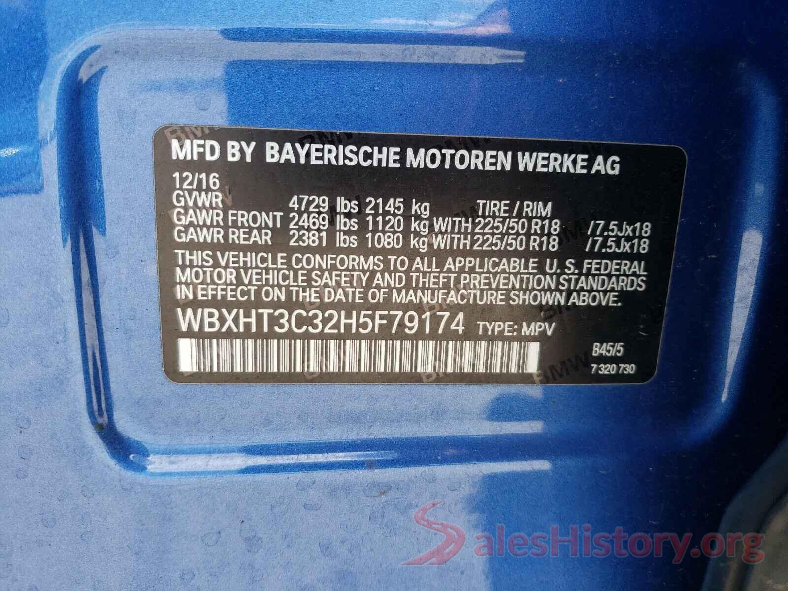 WBXHT3C32H5F79174 2017 BMW X1