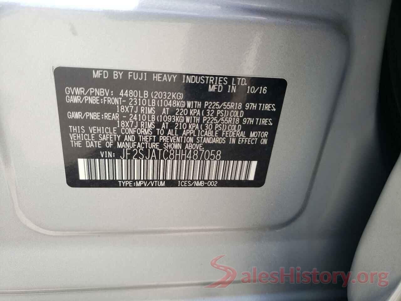 JF2SJATC8HH487058 2017 SUBARU FORESTER