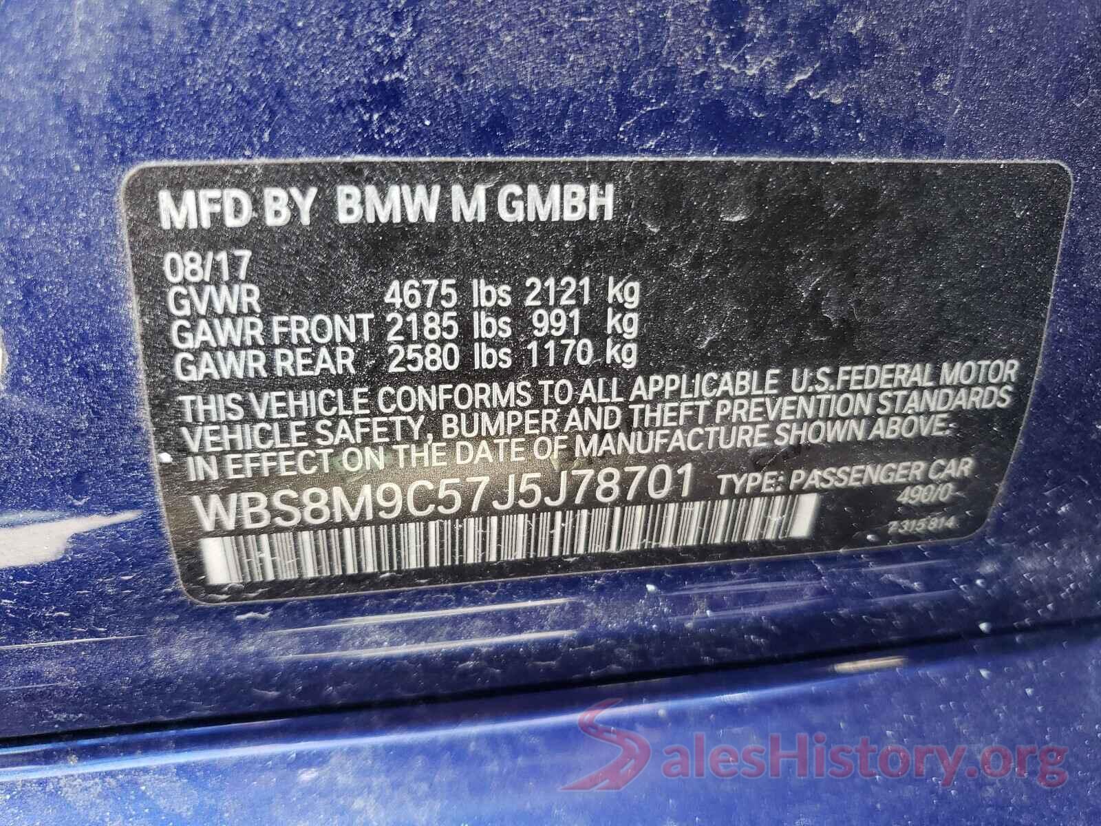 WBS8M9C57J5J78701 2018 BMW M3