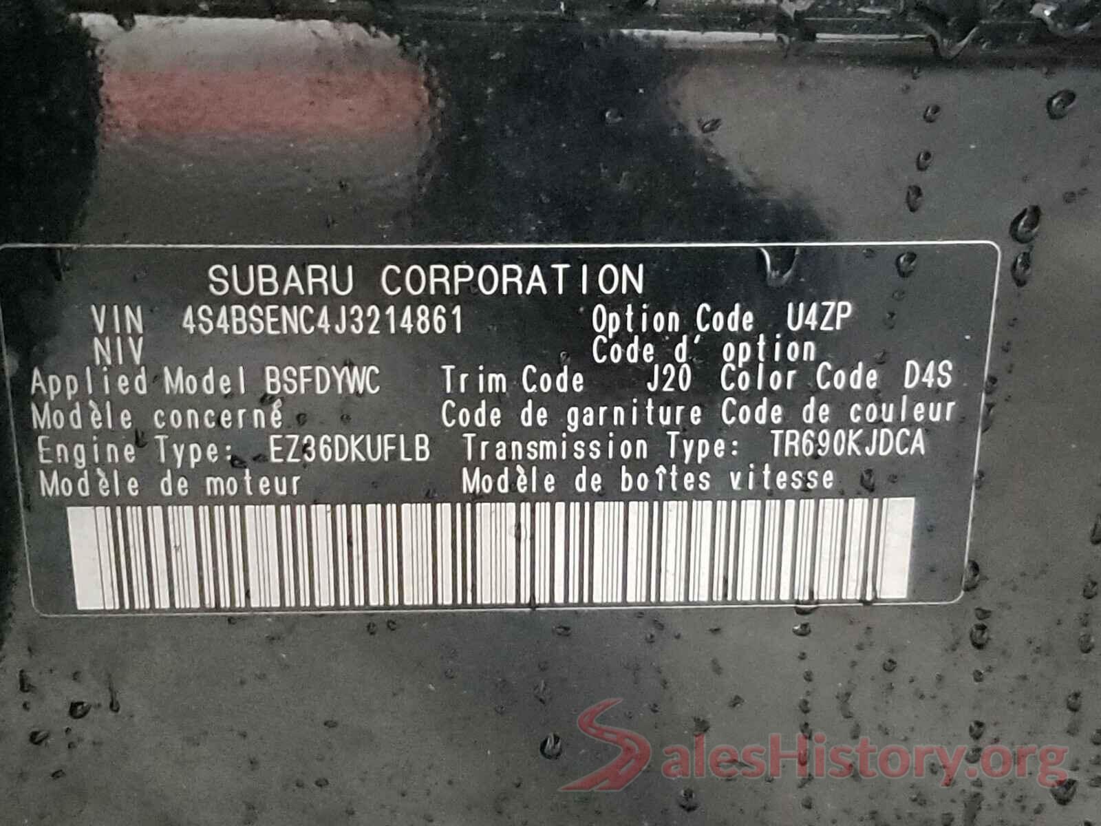 4S4BSENC4J3214861 2018 SUBARU OUTBACK