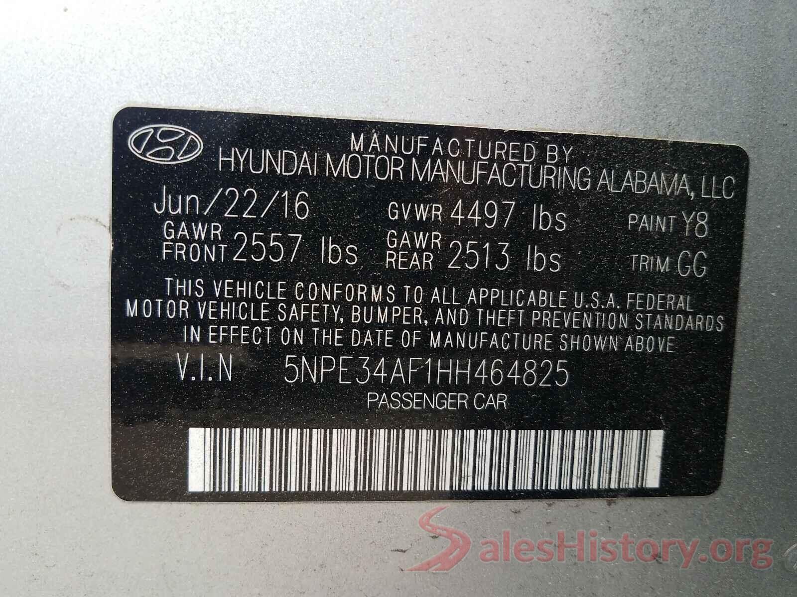 5NPE34AF1HH464825 2017 HYUNDAI SONATA