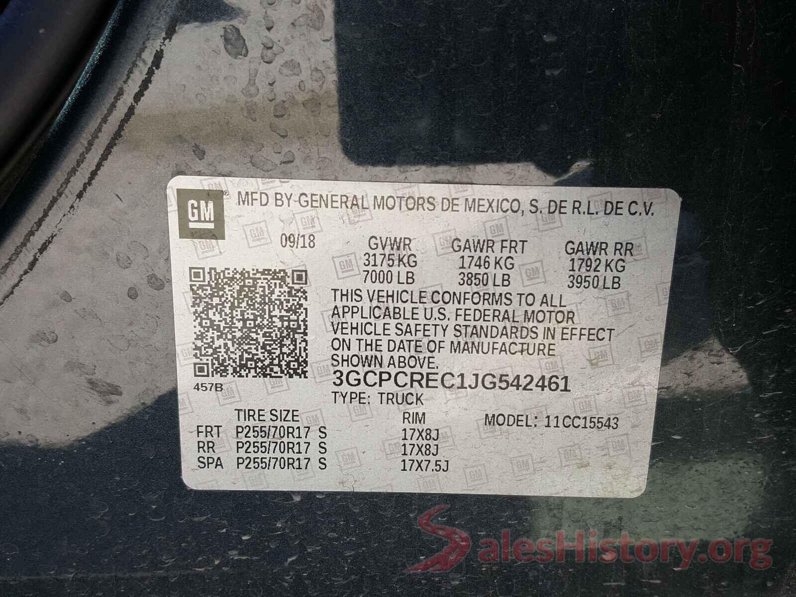 3GCPCREC1JG542461 2018 CHEVROLET SILVERADO