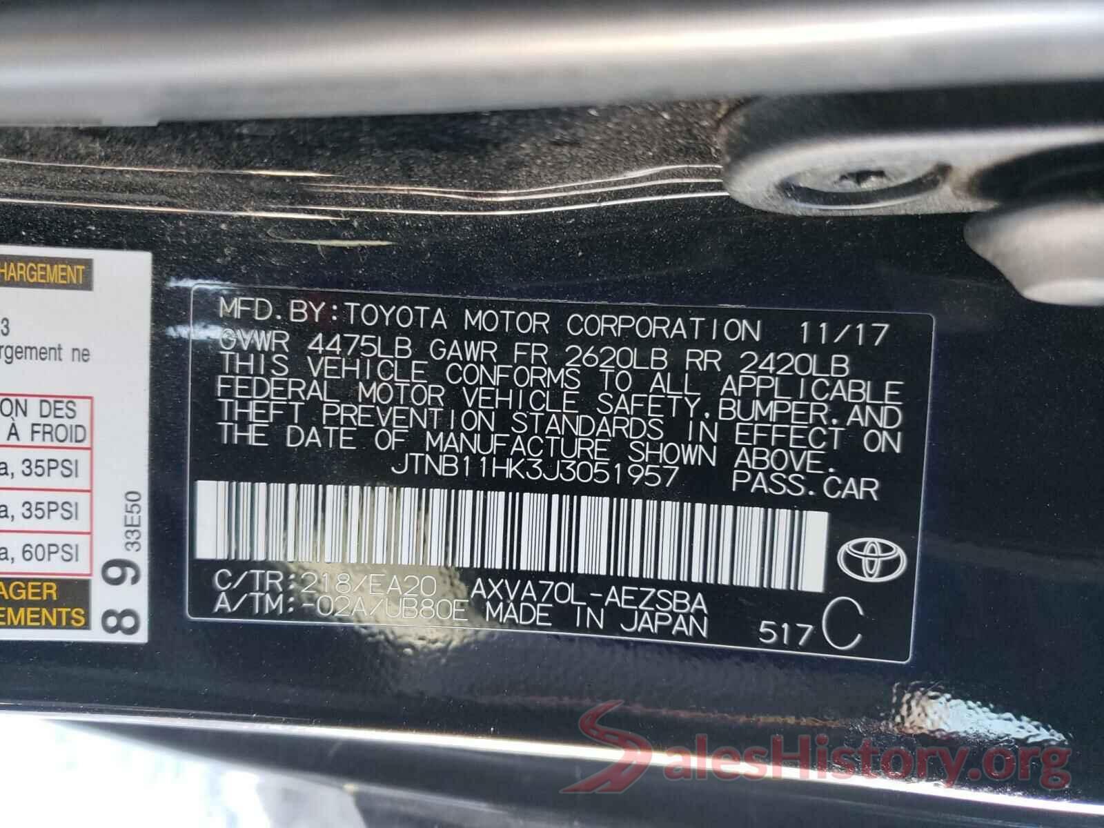 JTNB11HK3J3051957 2018 TOYOTA CAMRY